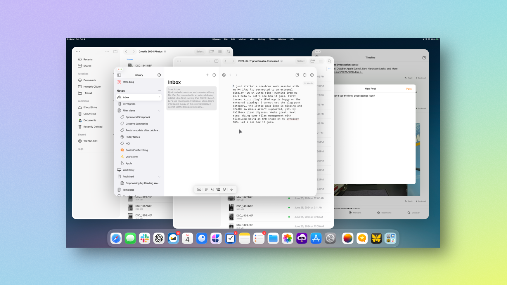My current iPad desktop on the external display.